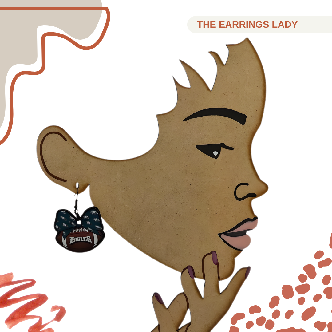 Philadelphia Eagles Bow Football Earrings - Handmade