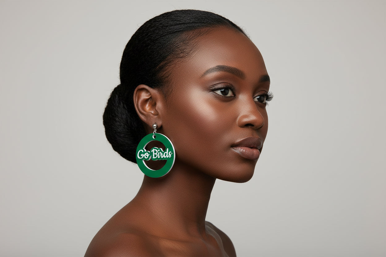 Philadelphia sports fan acrylic hoop earrings.