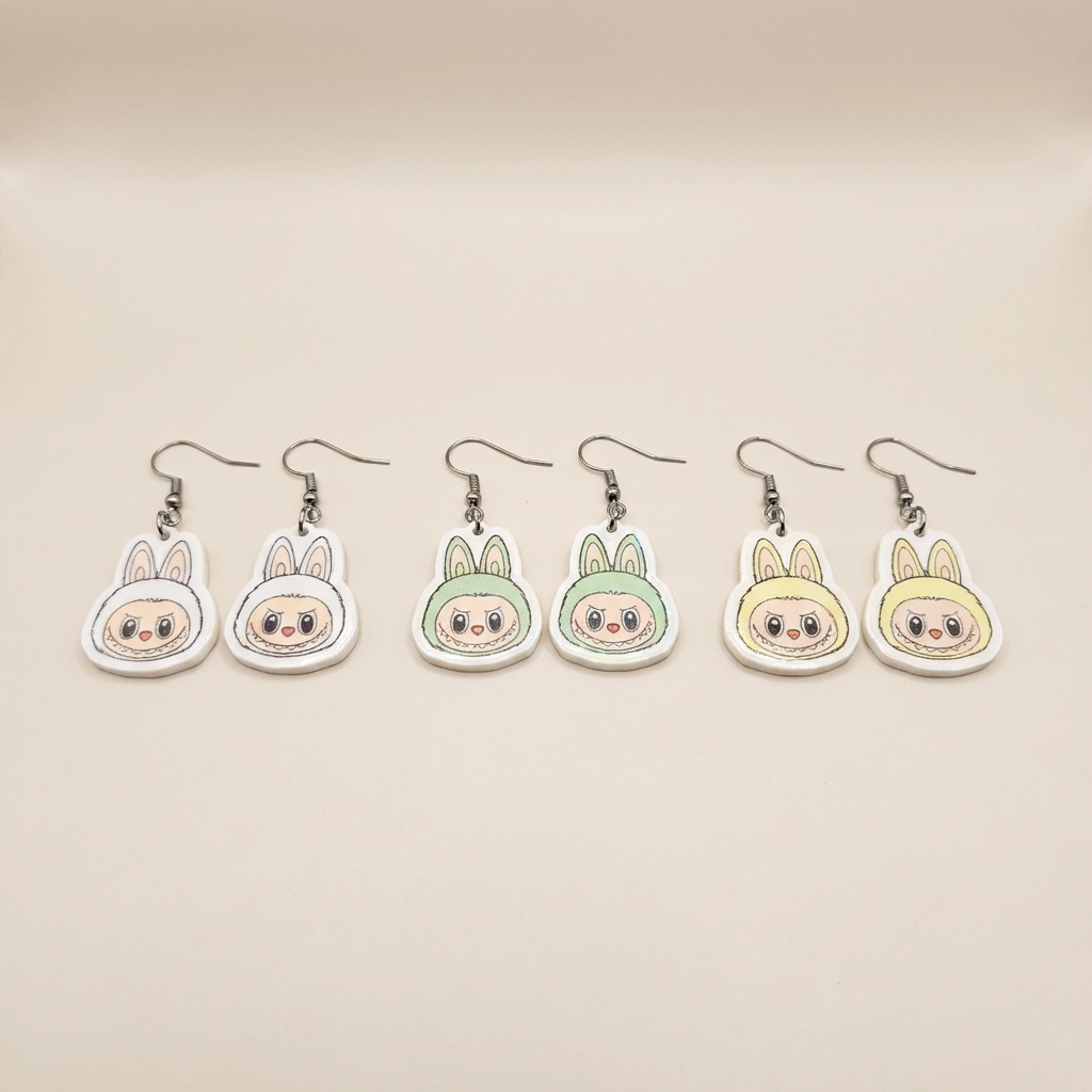 Labubu, The Monsters, Pop Mart Style, Art Toy Jewelry, Kawaii Earrings, Kasing Lung, Blind Box, Harajuku Fashion, Viral Trends, Statement Dangles.