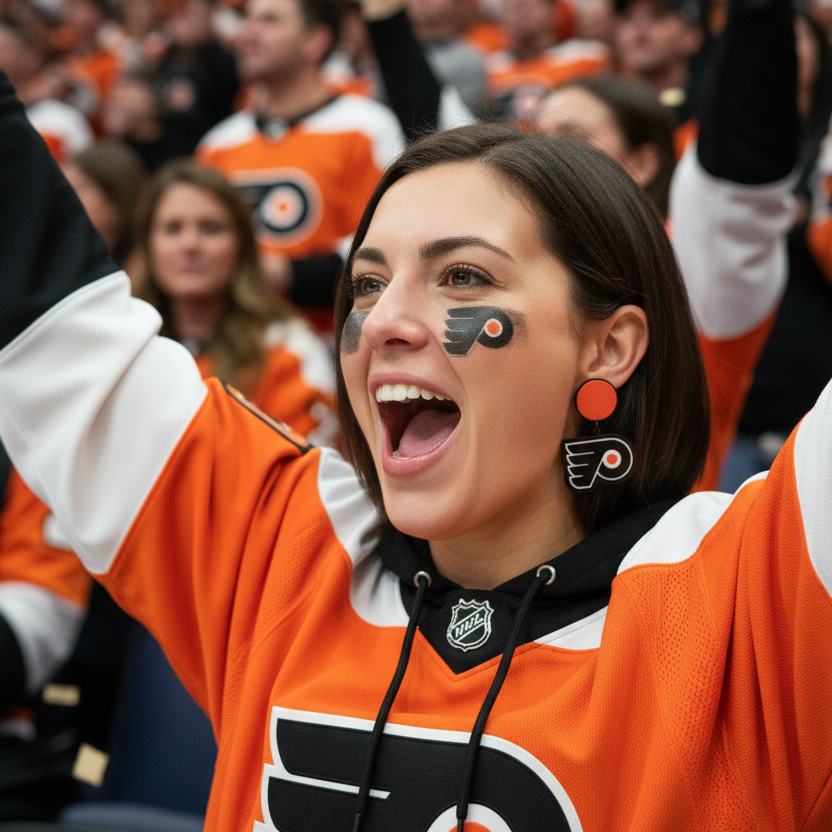 Philadelphia Flyers Gritter Stud Post Acrylic Earrings