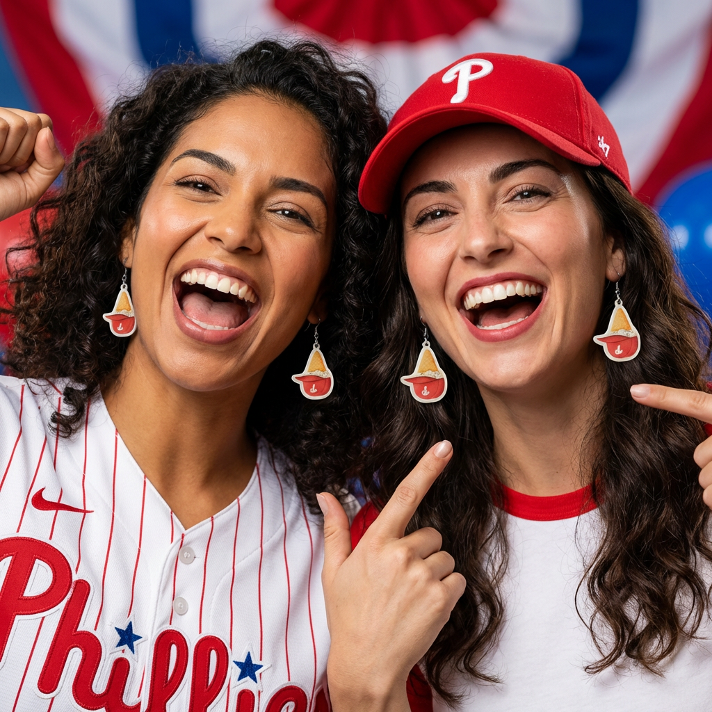 Philadelphia Phillies Ice Cream Hat Earrings | Mini Helmet Sundae