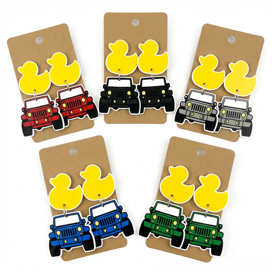 Duck Duck Jeep" Inspired Earrings – Rubber Duck & Grille Dangles