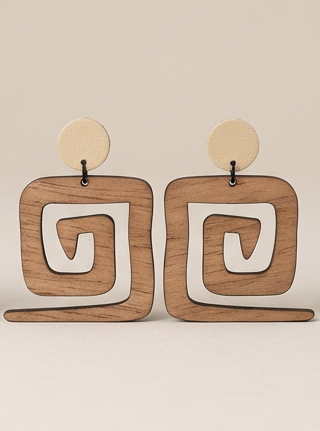 The "Labyrinth" Two-Tone Wood Earrings