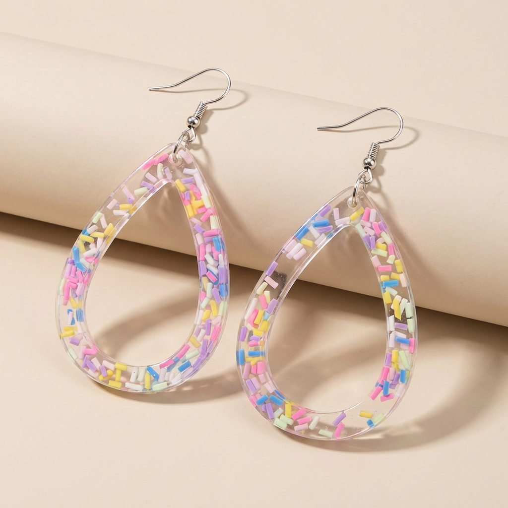 "Jimmies" Confetti Sprinkle Resin Teardrop Earrings