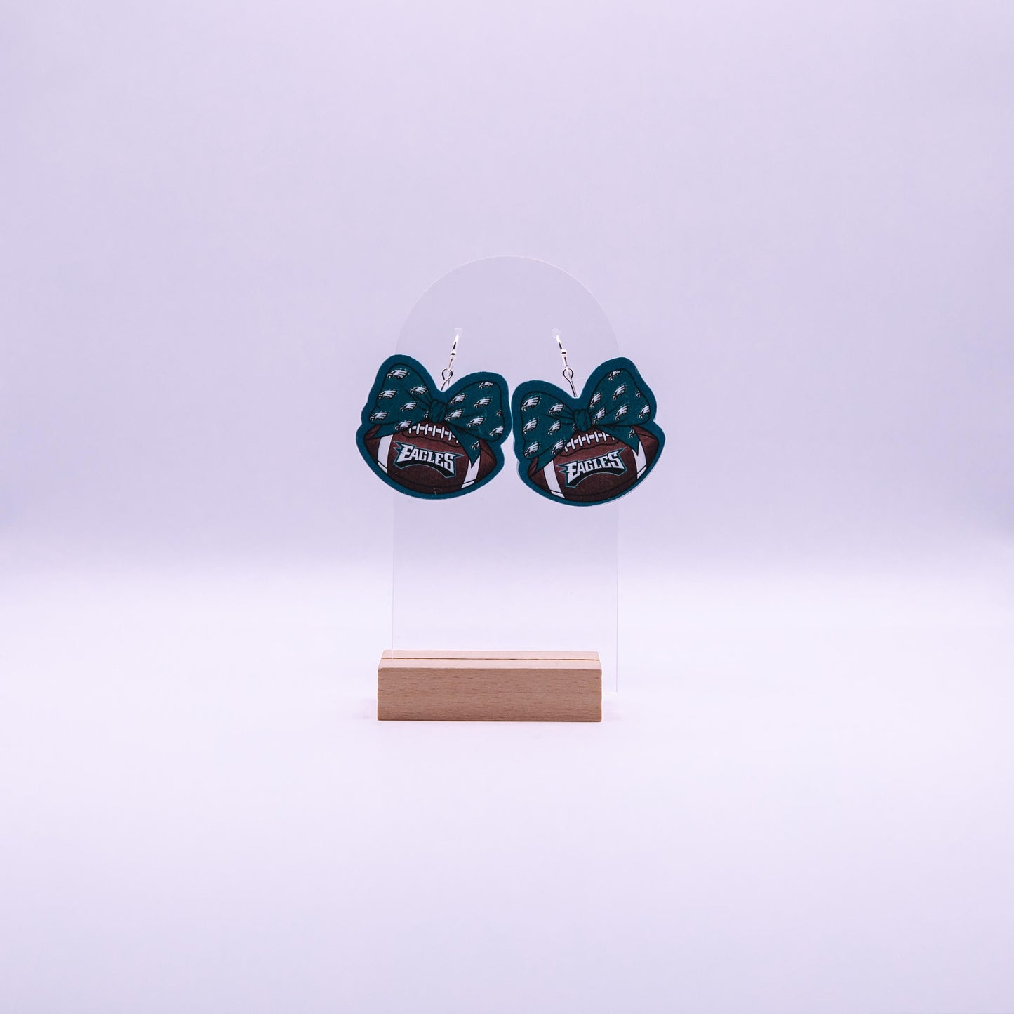 Philadelphia Eagles Bow Football Earrings - Handmade
