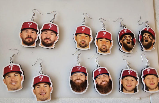 Philadelphia Phillies Baseball Player Earrings