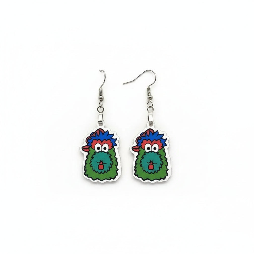 Philadelphia Phillies Phanatic Mascot Earrings For Fans Baseball Jewelry
