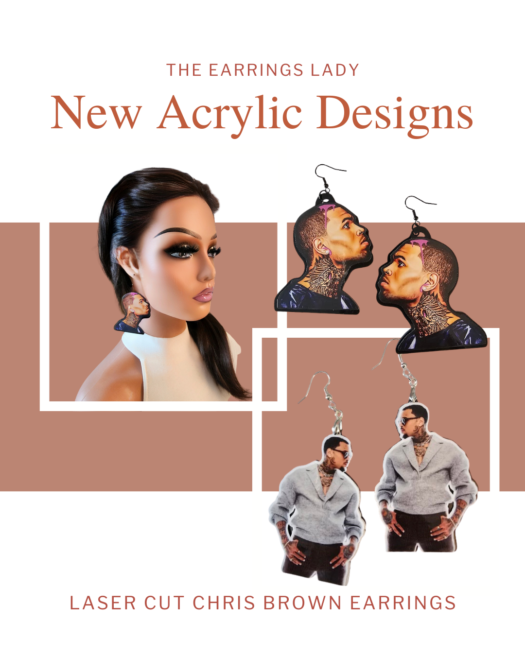 Chris Brown Breezy Earrings Designer Signature Statement Jewelry Collection
