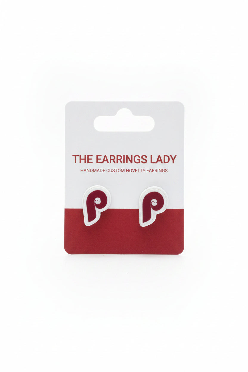 Phillies Maroon P micro Stud Earrings