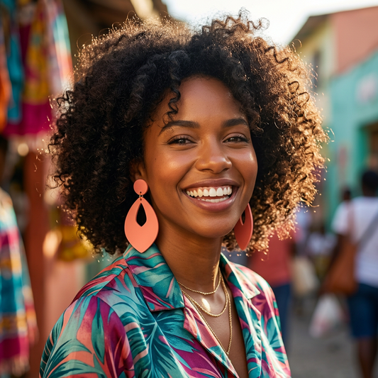 Salmon Colored Statement Earrings