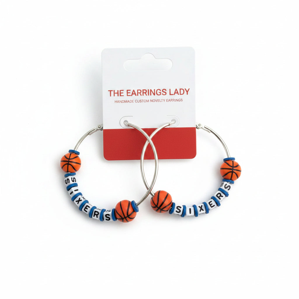 Philadelphia 76ers Basketball Hoop Earrings