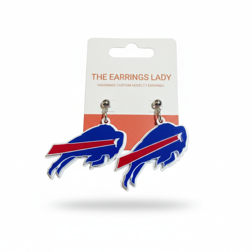 Bills Layered Acrylic Buffalo Earrings