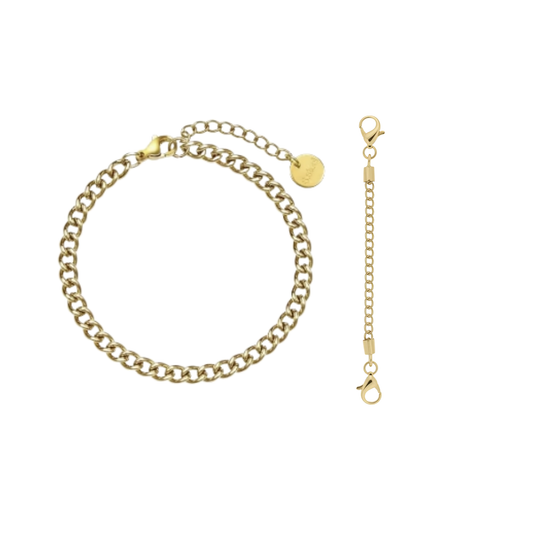 Gold Curb Chain w/ Anklet Extension