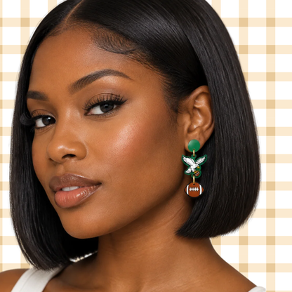 Philadelphia Retro Eagle Football Charm Earrings
