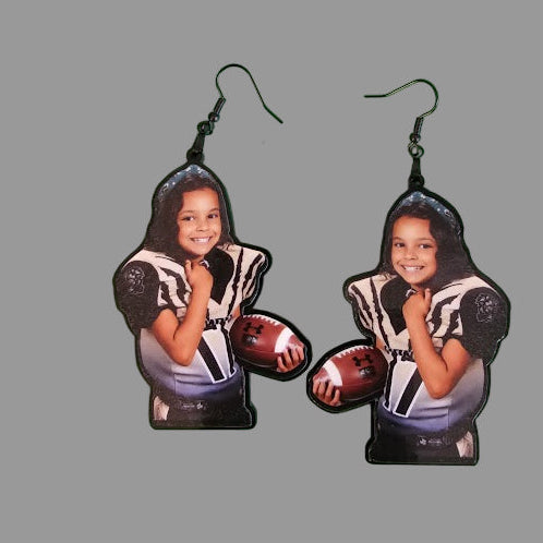 Custom Kids sport picture earrings