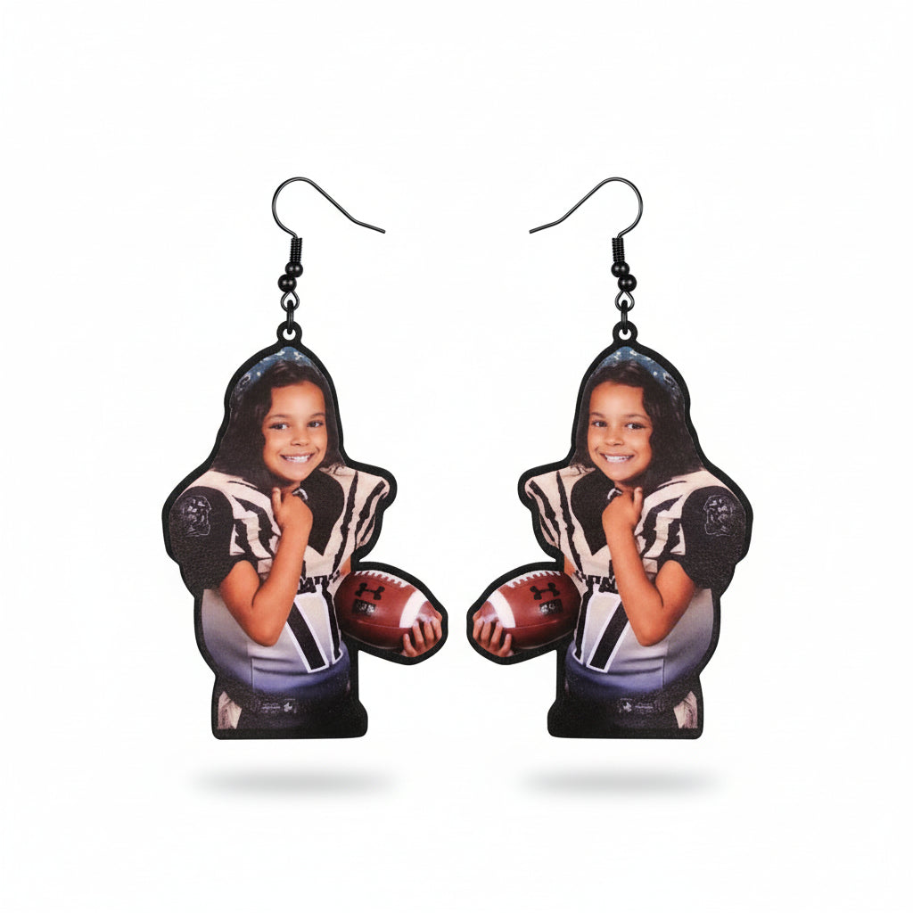 Custom Kids sport picture earrings