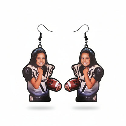 Custom Kids sport picture earrings