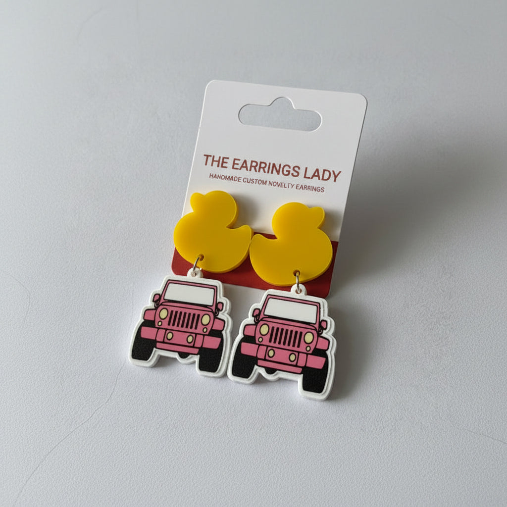 "Duck Duck Jeep" Inspired Earrings – Rubber Duck & Grille Dangles