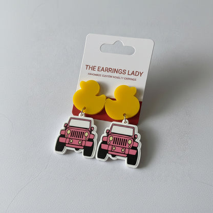 "Duck Duck Jeep" Inspired Earrings – Rubber Duck & Grille Dangles
