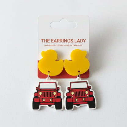 "Duck Duck Jeep" Inspired Earrings – Rubber Duck & Grille Dangles