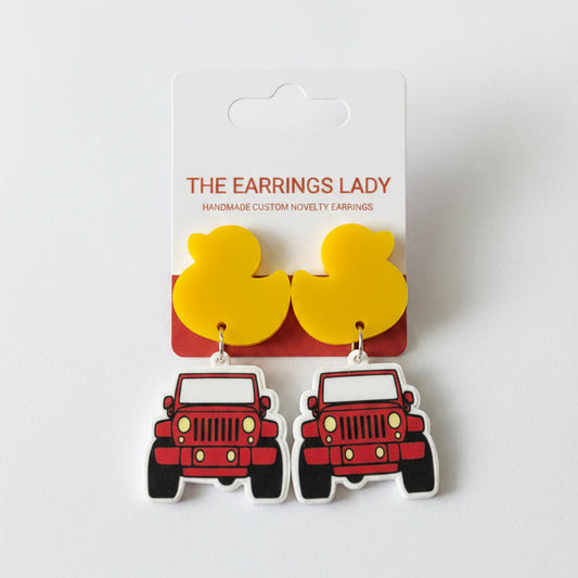 "Duck Duck Jeep" Inspired Earrings – Rubber Duck & Grille Dangles
