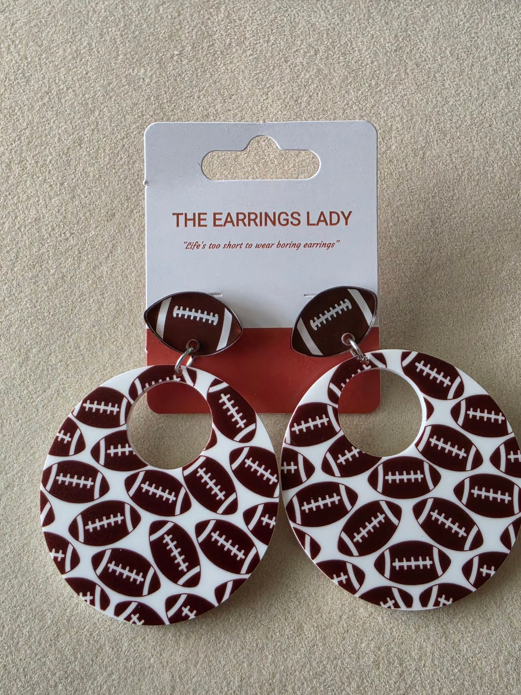 Football Pattern Hoop Earrings