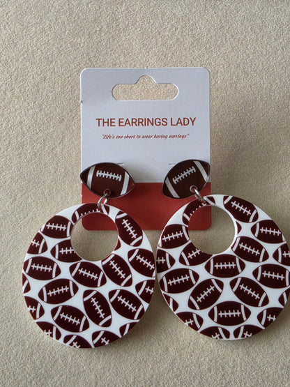 Football Pattern Hoop Earrings