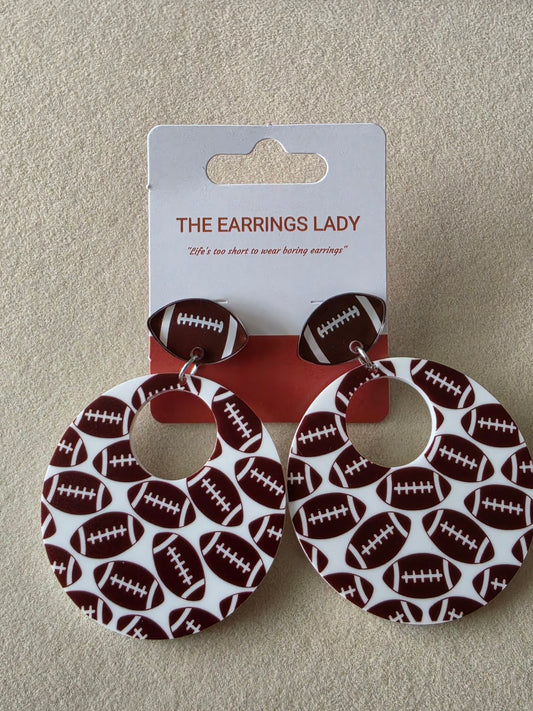 Football Pattern Hoop Earrings