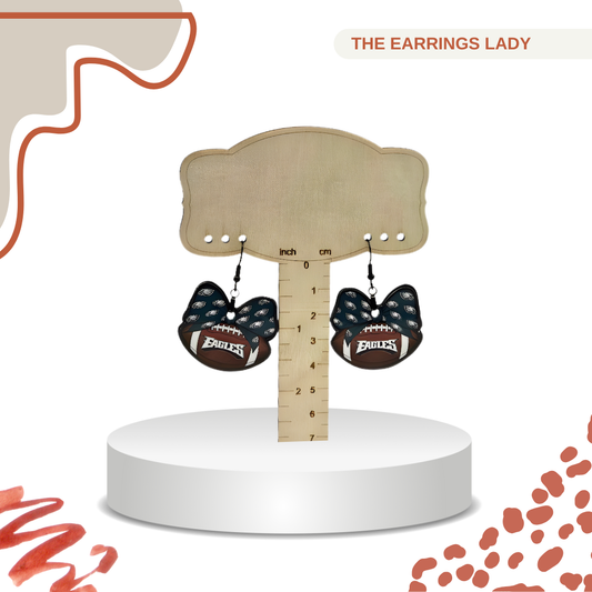 Philadelphia Eagles Bow Football Earrings - Handmade