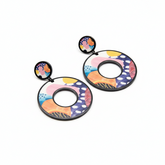 Abstract Geometric Art Retro Pattern Dangle Earrings