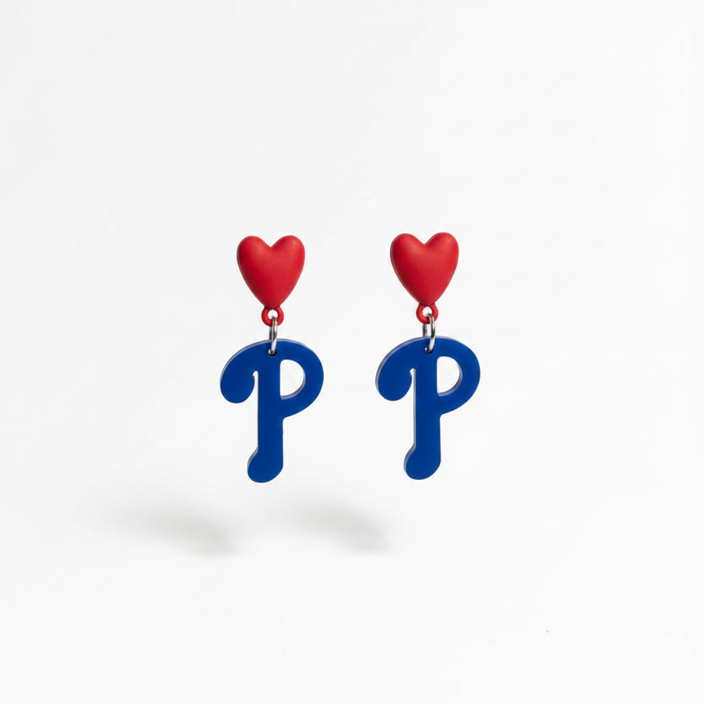 Blue Phillies P Earrings