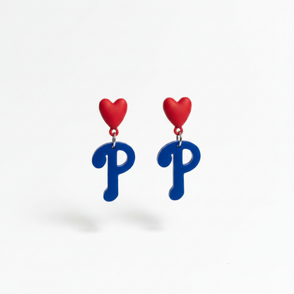 Blue Phillies P Earrings