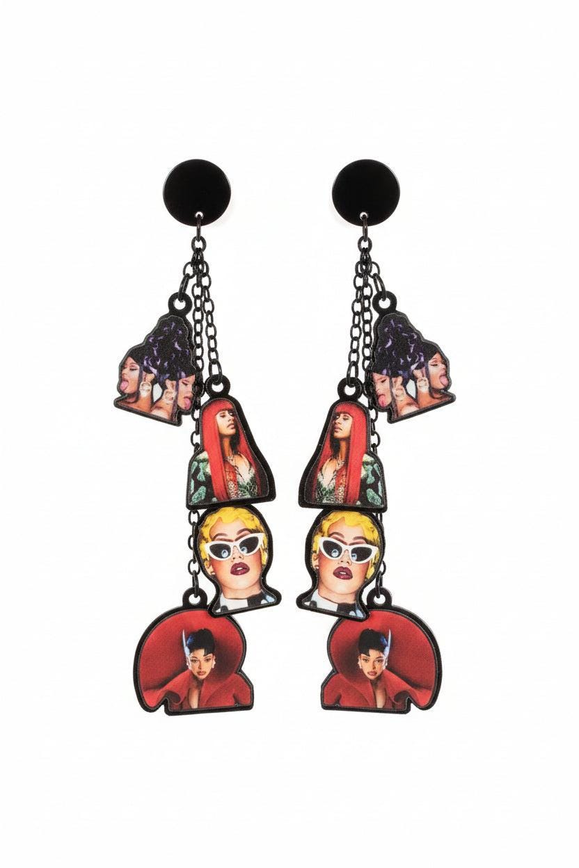 Cardi B Charm Stack Earrings
