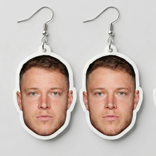 Christian McCaffrey Face Earrings