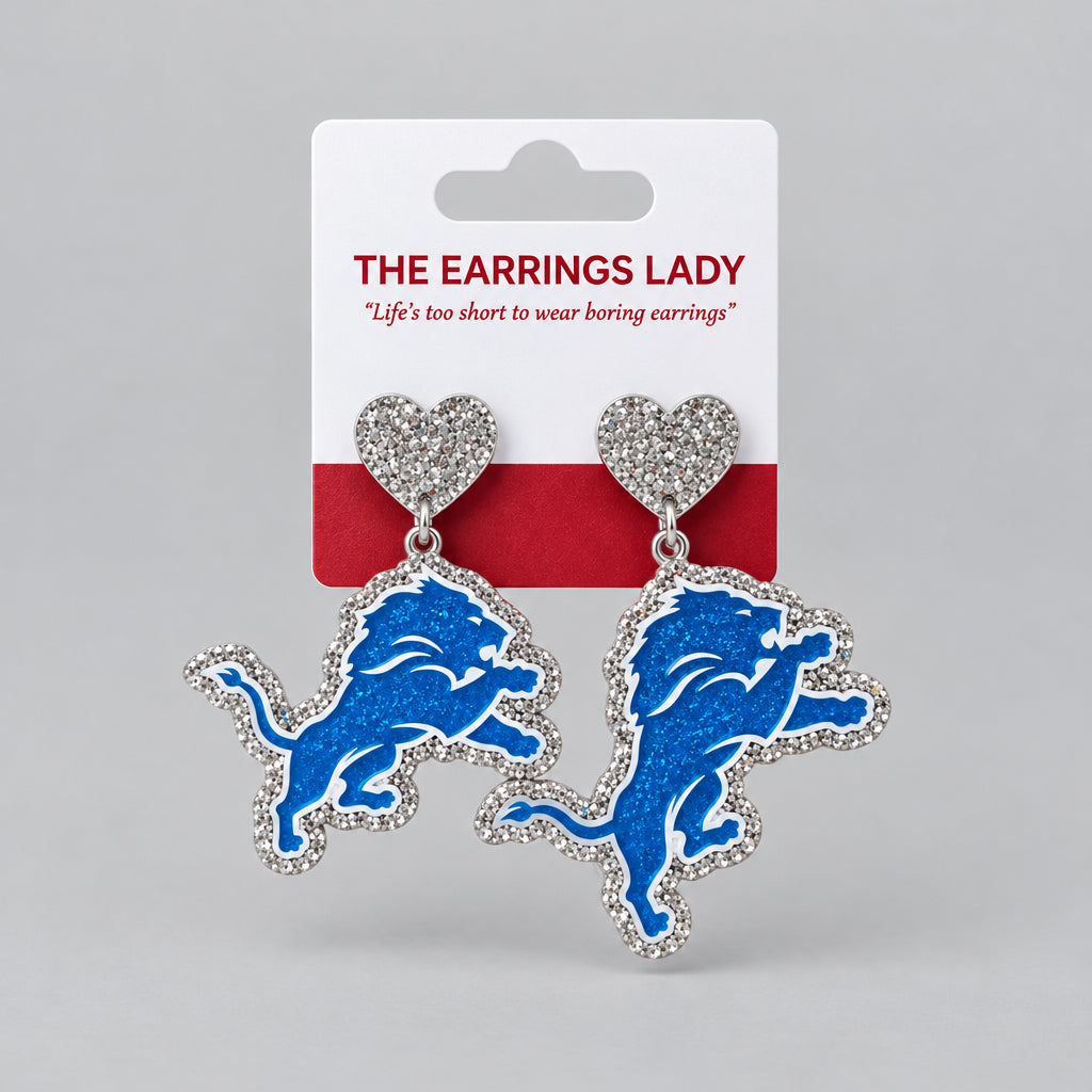 Detroit Lions Glitter Dangle Earrings