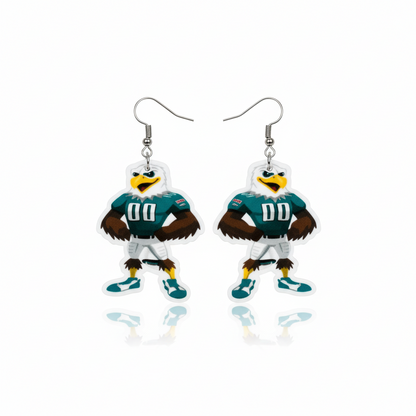  Double-sided Philadelphia Eagles Swoop mascot dangle earrings