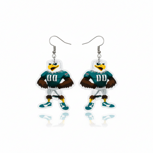  Double-sided Philadelphia Eagles Swoop mascot dangle earrings