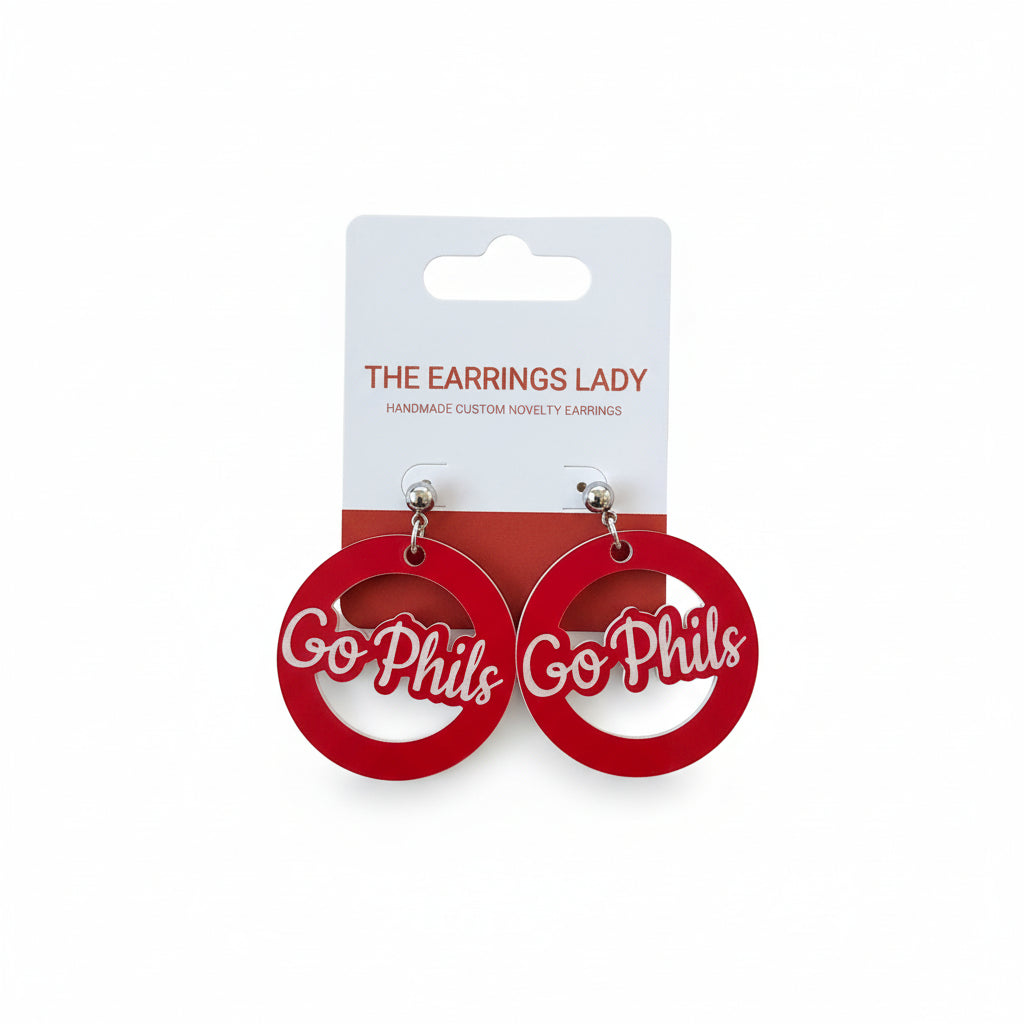 Philadelphia sports fan acrylic hoop earrings.