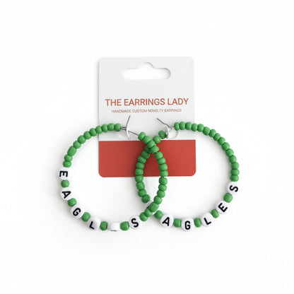 Handmade Philadelphia sports hoop jewelry.