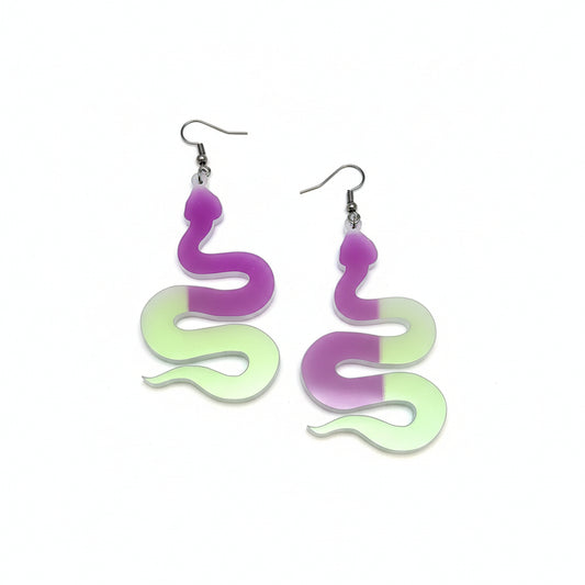 snake Iridescent acrylic statement earrings shifting colors.