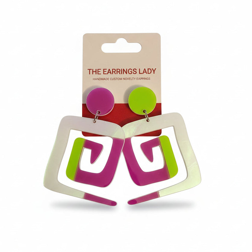 Iridescent acrylic statement earrings shifting colors.