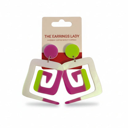  Iridescent acrylic statement earrings shifting colors.