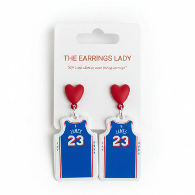 LeBron James Philadelphia 76ers Jersey Heart Earrings