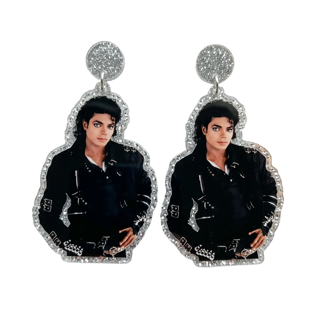 Michael Jackson silver glitter earrings