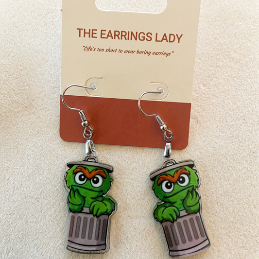 Oscar the Grouch Dangle Earrings