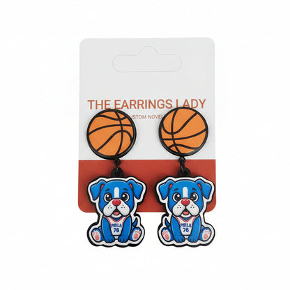 Philadelphia 76ers Franklin mascot acrylic earrings.