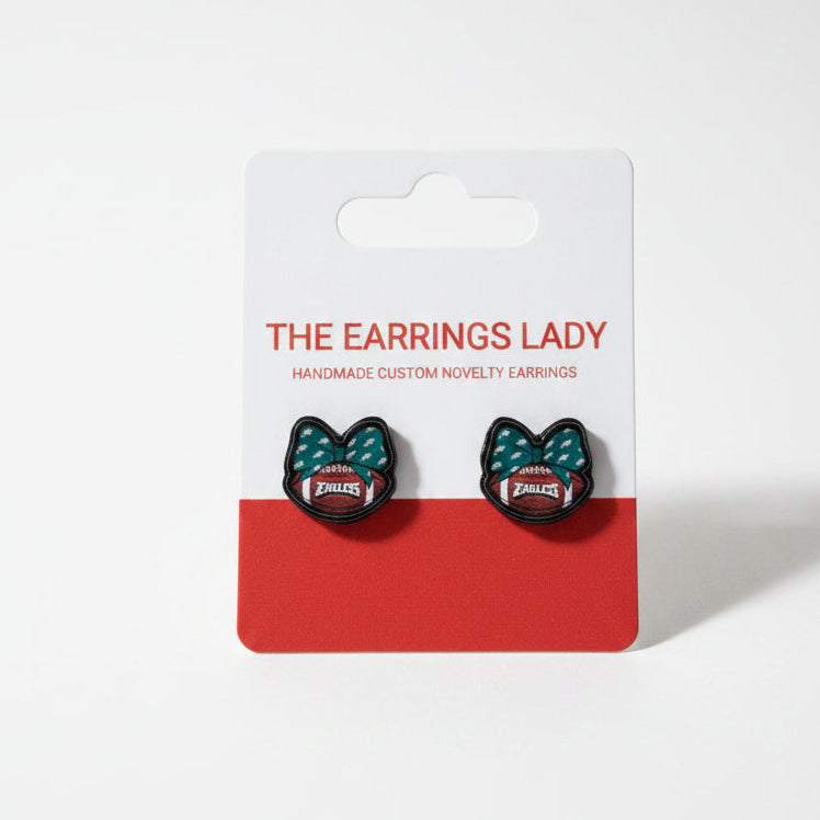 Philadelphia Eagles Football Bow Earrings