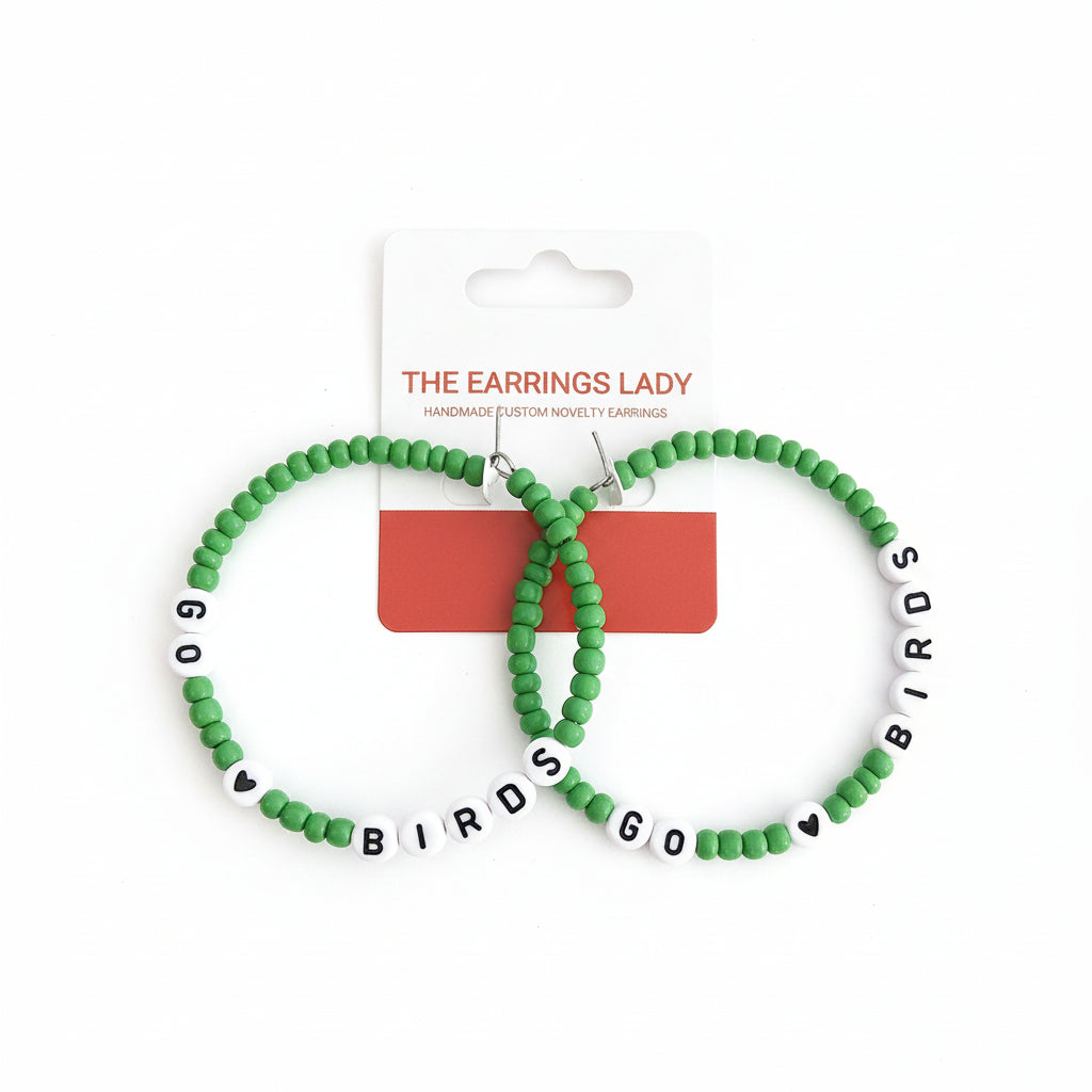 Philadelphia Eagles beaded hoop earrings 