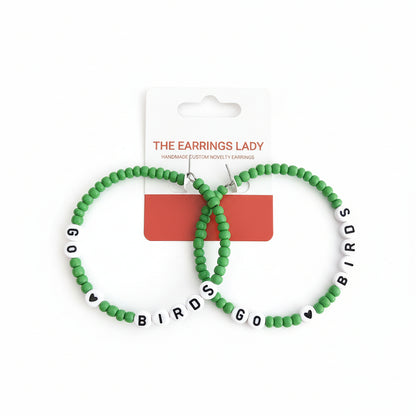 Philadelphia Eagles beaded hoop earrings 