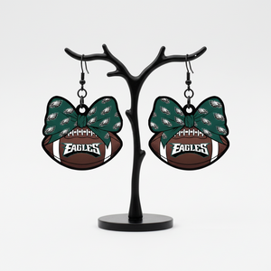 Philadelphia Eagles Bow Dangle Earrings | Football Bow Earrings